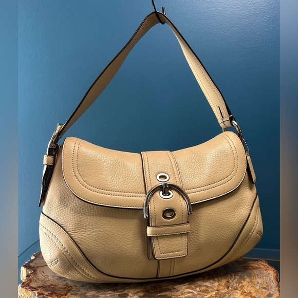 Coach Handbags - Coach Soho Flap Medium Shoulder Bag Taupe Leather F10910 EUC